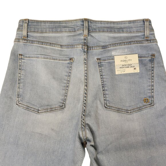 Fidelity Denim Katie Crop High Flare Crop Jeans Size 30 Dahlia Blue NWT $258 - Picture 3 of 15